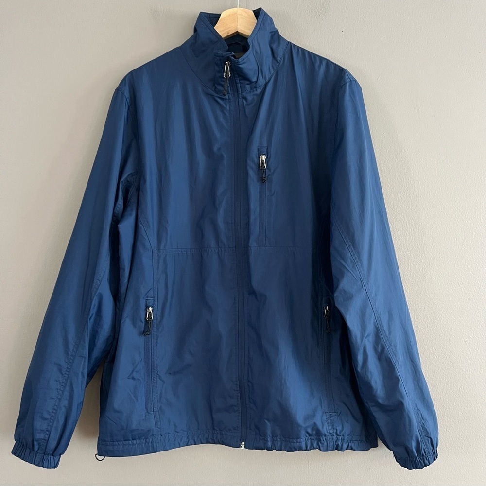 L.L. Bean Men's Jacket Poly Mesh Liner Front Zip Windbreaker Navy Blue Medium